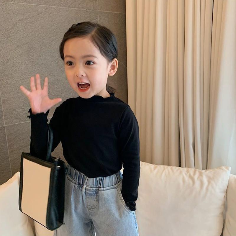 

Рубашка с длинными рукавами для девочек, плиссированным воротником и манжетами, однотонный детский топ 80