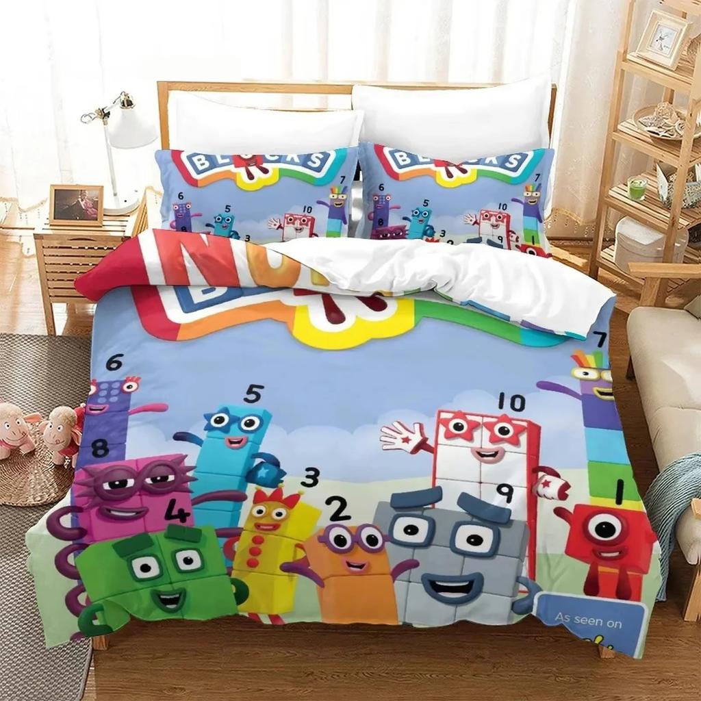 Fashion 3D Print Cartoon N-Numberblocks Bedding Set Double Twin King Duvet Cover Comforter Pillowcase Boys Girls Adults Bedroom