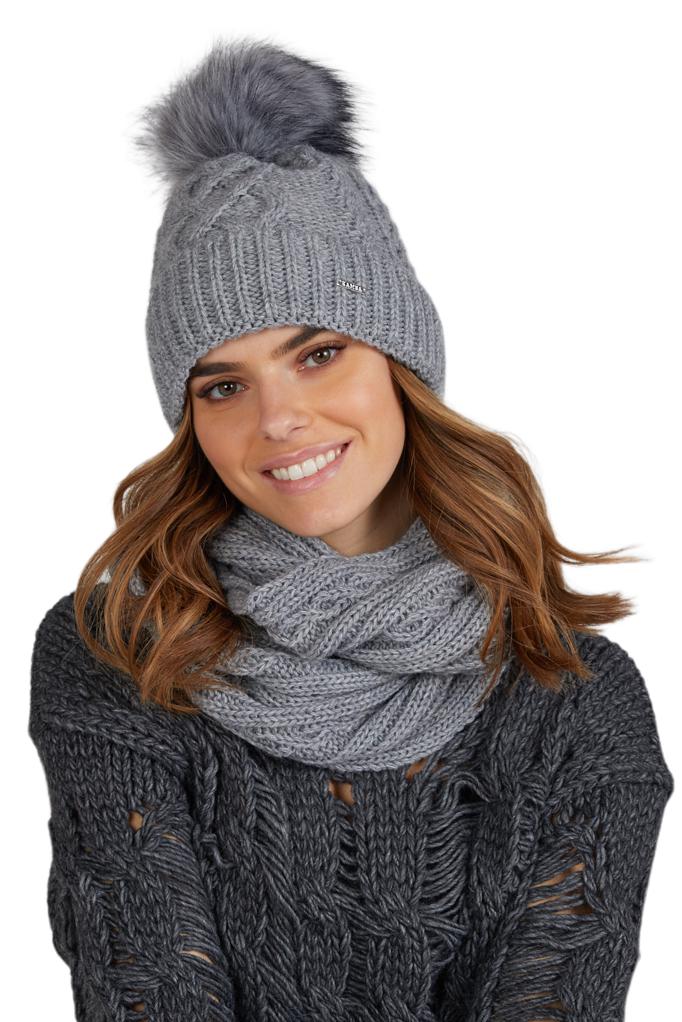 Torino Women' Winter Hat with Pompom, Gray