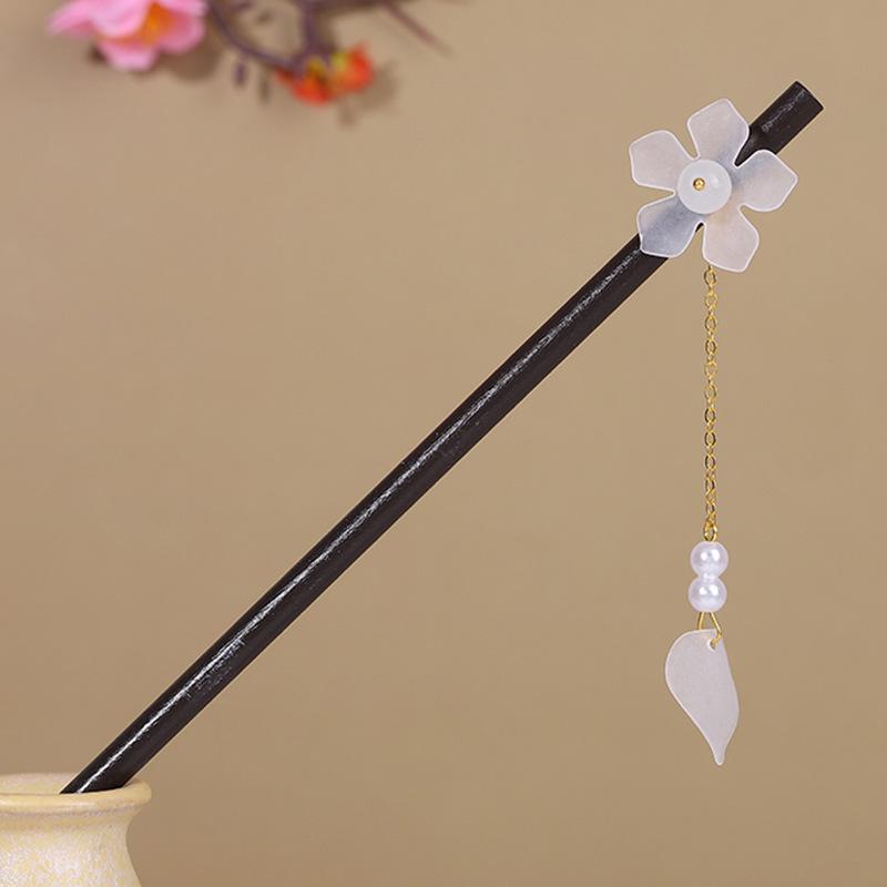 Vintage Tassel Wooden Hairpin for Women - Imitation Ebony Hanfu Accessory, Ancient Style Costume Hairpin