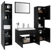 Ensemble de meubles de salle de bain - VIDAXL - Noir - Armoire de rangement - Lavabo encastré - Miroir mural