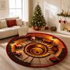 Christmas Round Velvet Area, Stain and Festive Floor for Home Decor