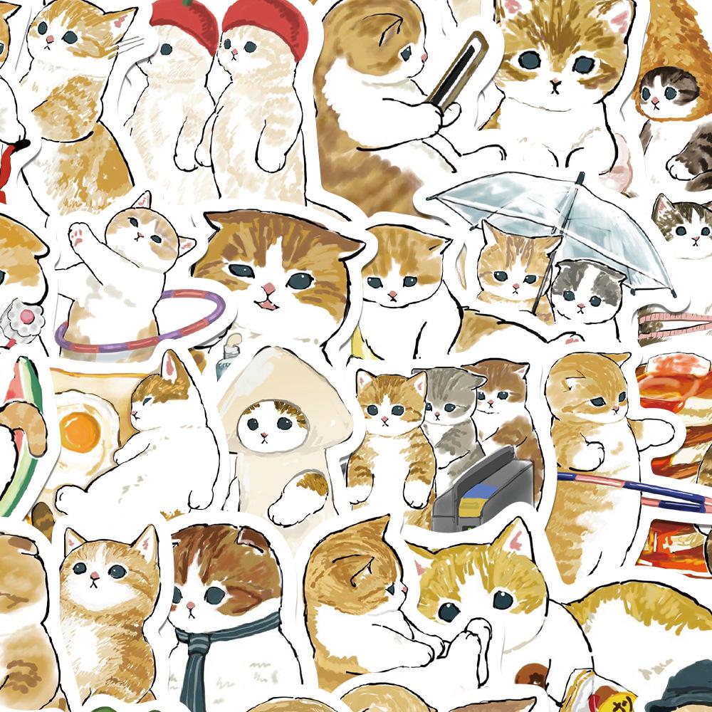 64Pcs/Set Cute Cat Stickers Skateboard Notebook Fridge Phone Guitar Luggage Decal Sticker Toy
