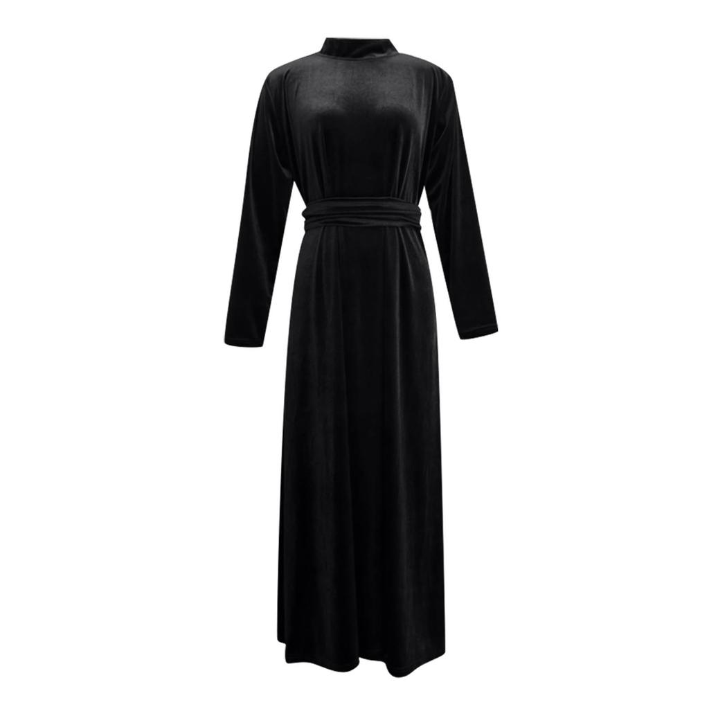 Women's Velvet Long Sleeve Turtleneck Dress for Fall and Winter