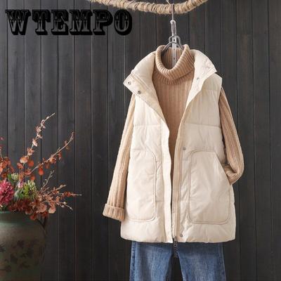 Down Cotton Jacket Women's Large Casual Daily Stand Collar Windproof Warm Vest In Autumn and Winter