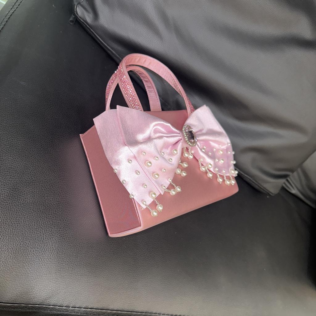 Ladies Handbag Bow Pearl Dinner Bag Cute Girl Street Shot Messenger