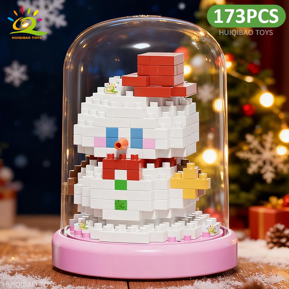 Christmas Tree Santa Claus Penguin Model Building Block DIY Snowman Bricks Toys Children Adult Desktop Ornament Gift