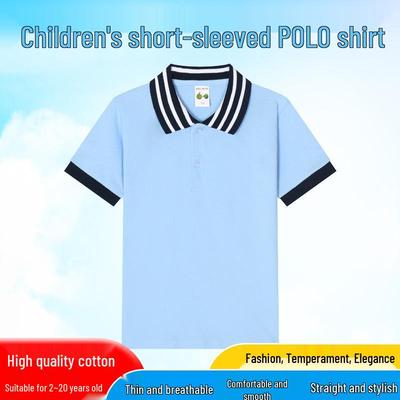 Kids' White Cotton Polo Shirt with Turn-Down Collar - Unisex School Uniform for Elementary Students