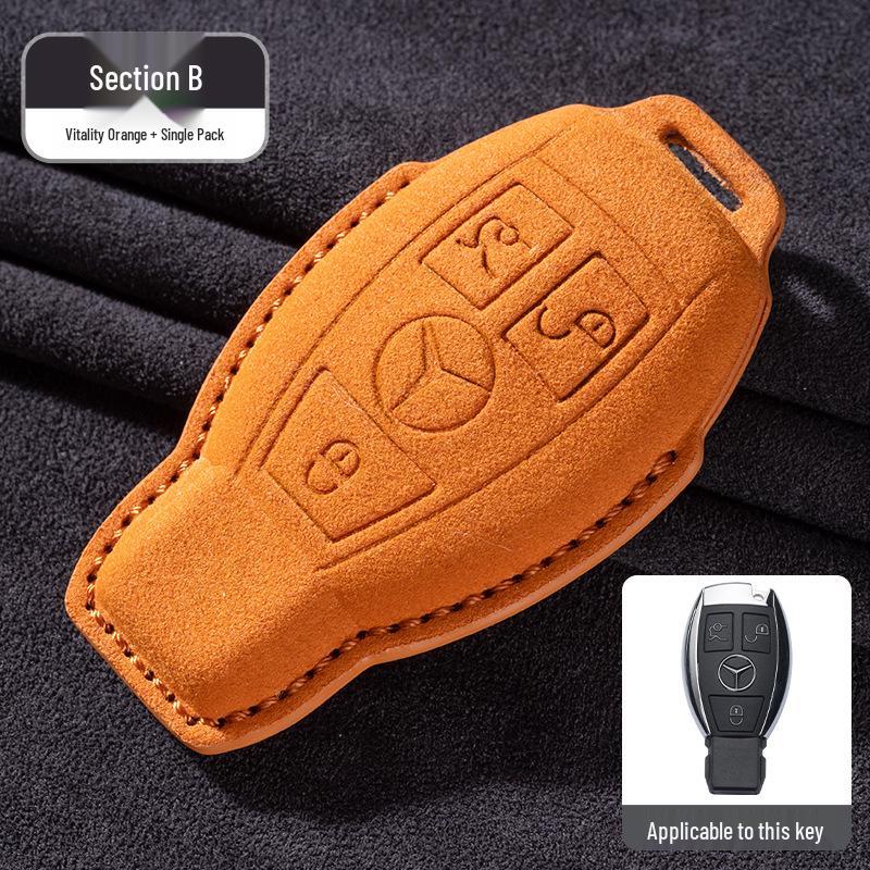 Mercedes-Benz E300L/GLC260/E260L Key Cover with Full Suede and Buckle - Men's Interior Decoration
