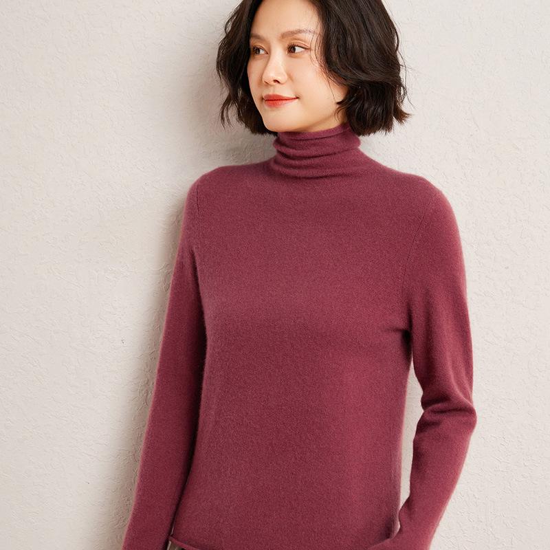 Women's High Neck Cashmere Sweater - Autumn/Winter, Comfortable, Loose, Versatile Knit Pullover.