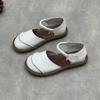 Johnature Sandálias rasteiras retrô artesanais de couro genuíno, casuais, versáteis, confortáveis, sola macia, sapatos femininos