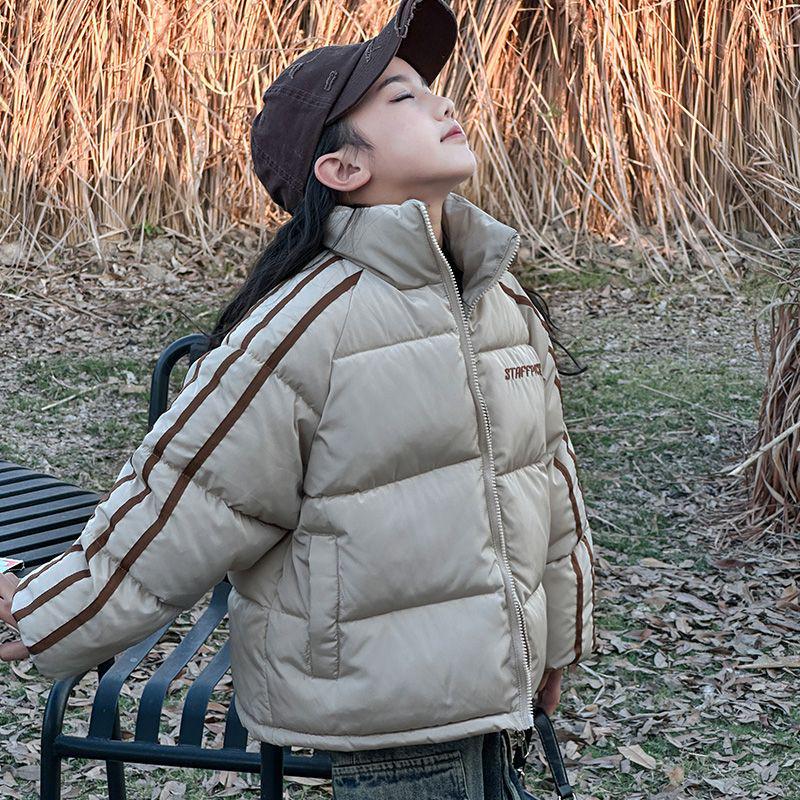 

Модная зимняя куртка из пуха для девочек 2025 - Короткое, утолщенное хлопковое пальто для детей 170 (Approx. 165 cm) абрикосовый