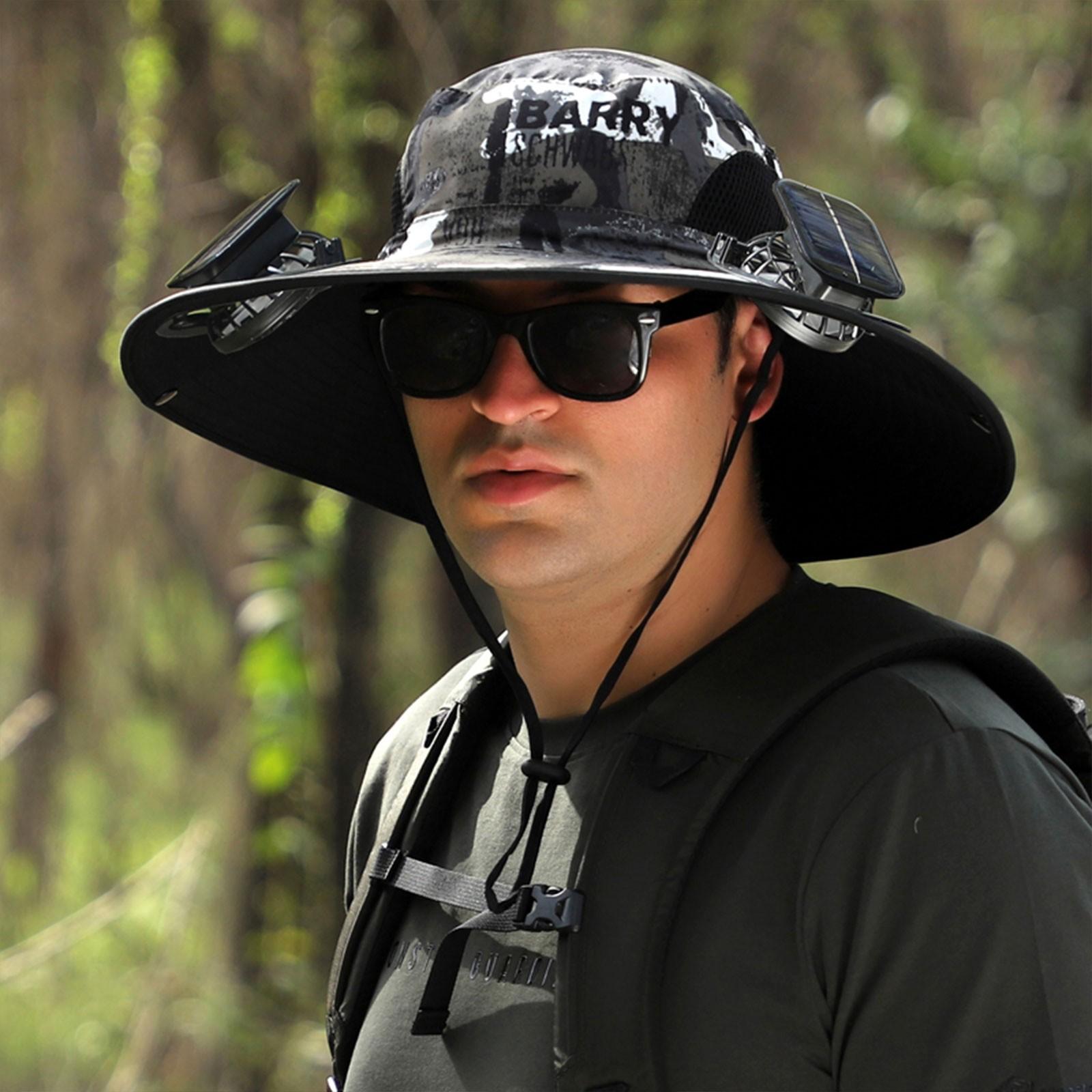 

Men Sunshade Hat With USB Rechargeable Fan Men Quick Drying Solar Powered Fan Hat Sun Protective Hat Adult Cooling Fan Visor Hat One Size коричневий