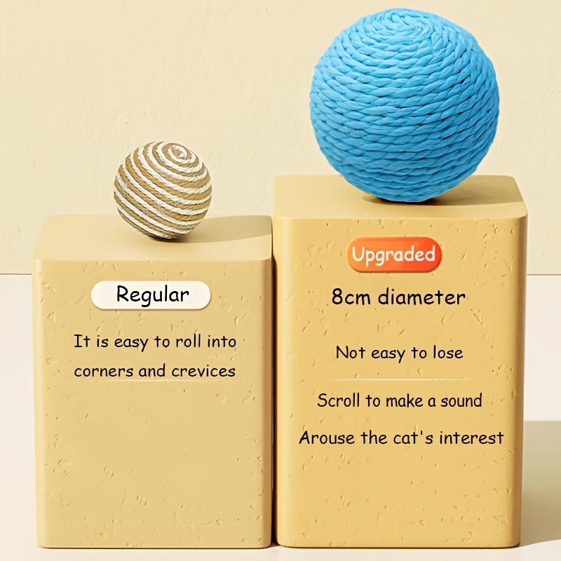 Paper Rope Sisal Ball Cat Toy - 3.15-inch Rolling Bite-resistant Teeth Cleaner, for Multi-cat Households Solo & Group Play