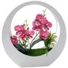 28cm Wandbehang Künstliche Phalaenopsis Orchidee in Mondförmigem Topf für Hochzeitsdeko Wohnzimmer Schlafzimmer Café Styling Requisite