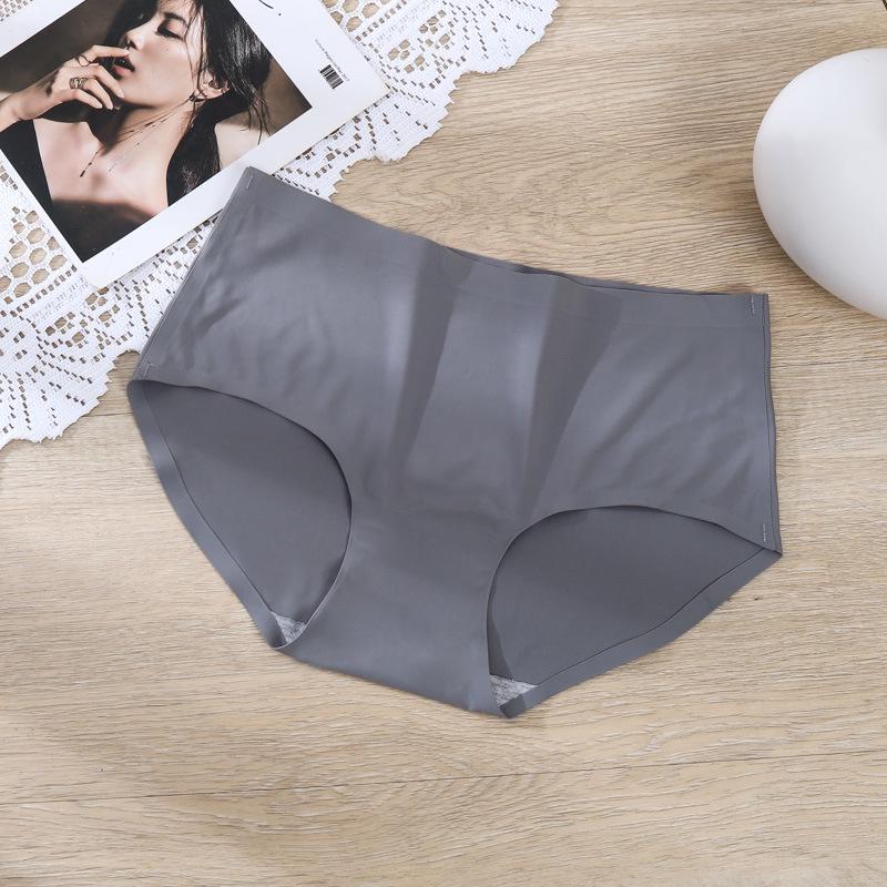 Women's Seamless Ice Silk Mid-Waist Breathable Panties - Sexy One-Piece Triangle Design