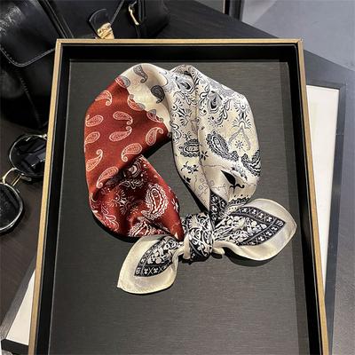 Printing Design 100% Pure Silk Square Scarf Women Fashion Luxury Brand Scarves Neckerchief Hair Hand Wrist Bandana Shawls