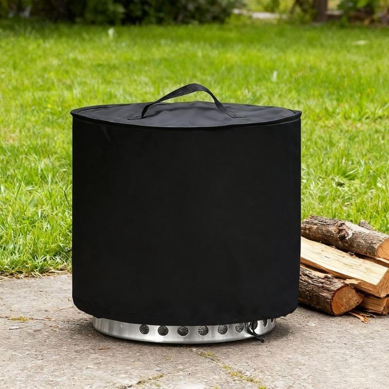 Durable Polyester Fire Pit Cover Designed For 15 Inch Round Pits Featuring Handle Easy Installation