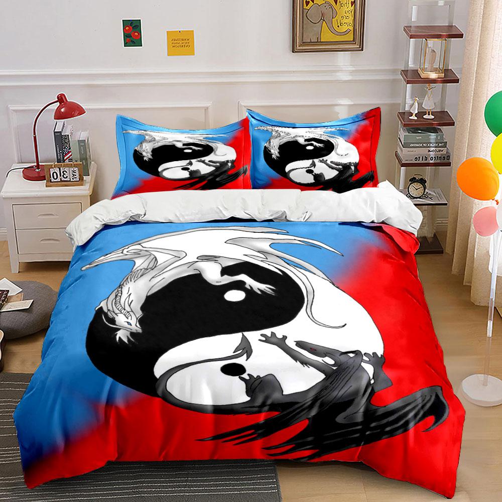 Yin-Yang Symbol with Dragons. Bedding Sets Duvet Cover Sets Duvet Covers Pillowcases(1*Duvet Cover 2*Pillowcases Without Duvet Insert)