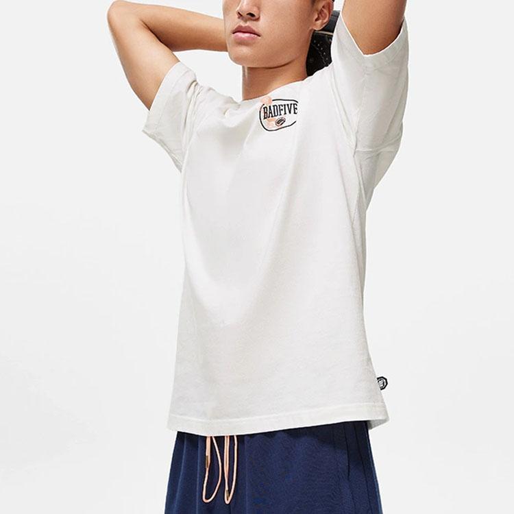 Li-Ning Anti-Five Series Letter Print Loose Round Neck Short Sleeve T-Shirt Men Tops Off-White AHST507-1