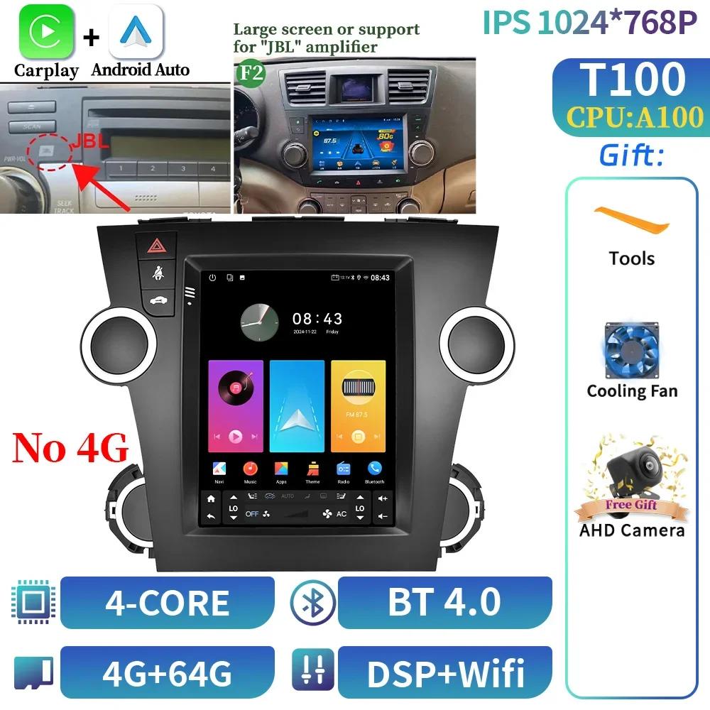 9.7inch Android Car Radio Multimedia For Toyota Highlander 2009-2014 Navigation Bluetooth Carplay Head Unit Touch Screen Stereo