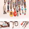 Vintage Ethnic Jewelry Party Handmade Mala Wood Bead Horn Fish Pendant Nepal Necklace Buddhist