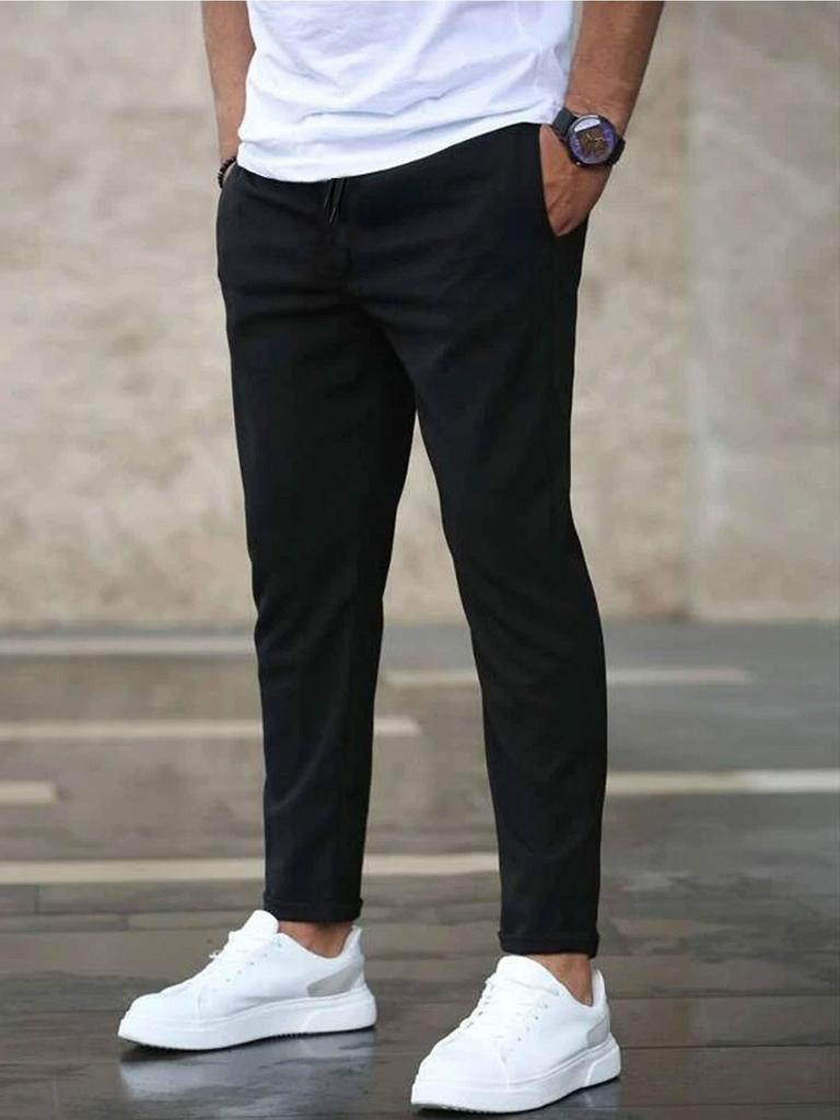 Men Casual Nine Pants With Polyester Fabric For Autumn Everyday Wear
