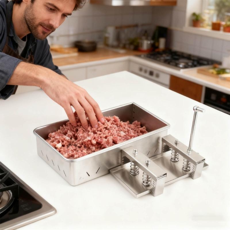 Commercial Grade 1KG Stainless Steels Meat Molder For Burgers Bacons Patties Kitchen Tool Includes Cheesecloth