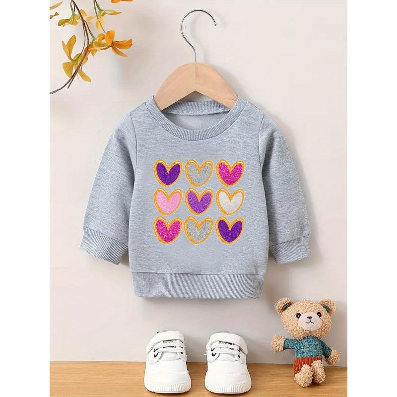 European Size Cute Printed Pattern Baby Girl Comfortable and Simple Round Neck Hoodie