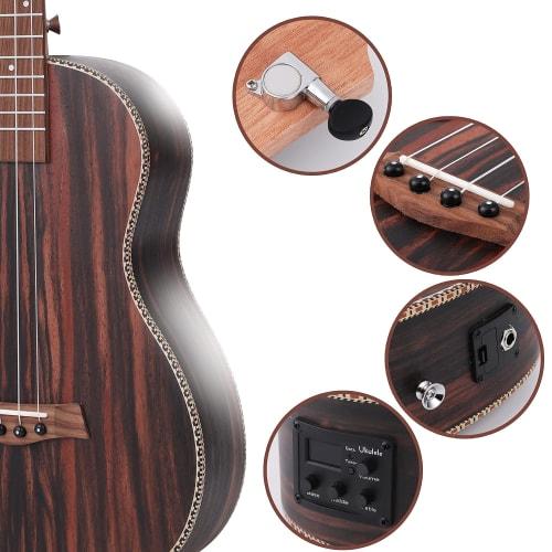 Batking 26-inch All Blackwood Tenor Acoustic-Electric Ukulele with Truss Rod, EQ, Gig Bag, Strap, Nylon String, Electric Tuner, Pick, and Shaker