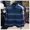 Herren Schwarz Braun Gestreiftes Taschen Langarm Poloshirt