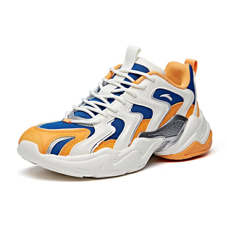 Anta All Over Victory Slip Resistant Abrasion Resistant Low Top Chunky Sneakers Men's White Yellow Blue 112018882-3