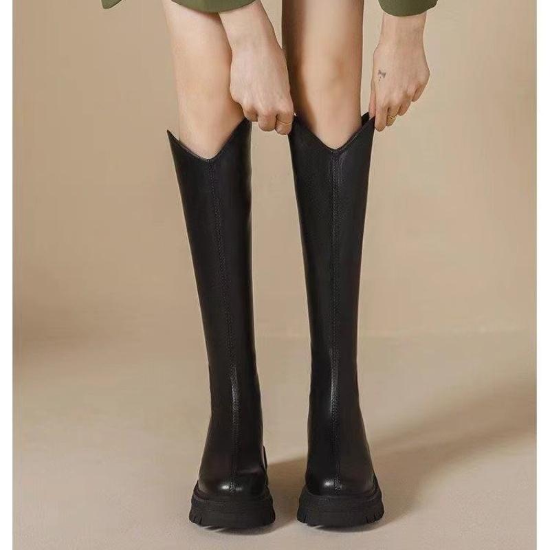 Fashion 2024 Autumn Women'S Rubber Boots Women Shoes Woman Winter Shoes Low Heels Booties Round Toe Rain Mid Calf Long Boots