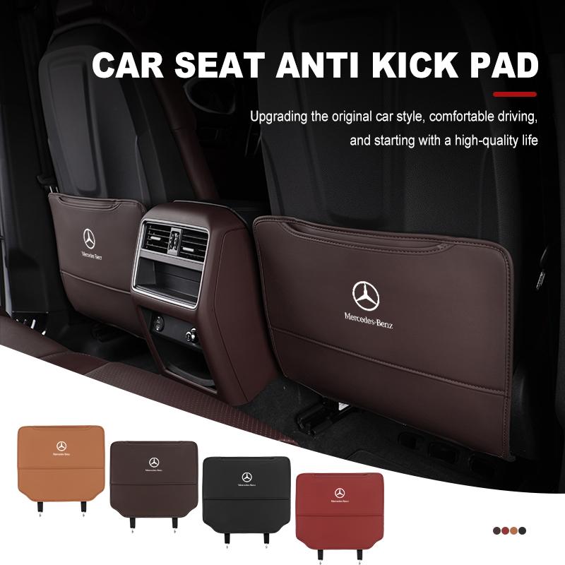 CRR1 2pcs Leather Car Anti Kick Pad Seat Back Protector Mat For Mercedes Benz W202 W212 W126 W140 W168 W177 CLS GLE GLC GLS CLA