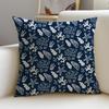 B-Blue Calico Cushion Cover Cushion Cover Pillowcase, Anti-Mite Invisible Zipper, Linen Sofa Cushion