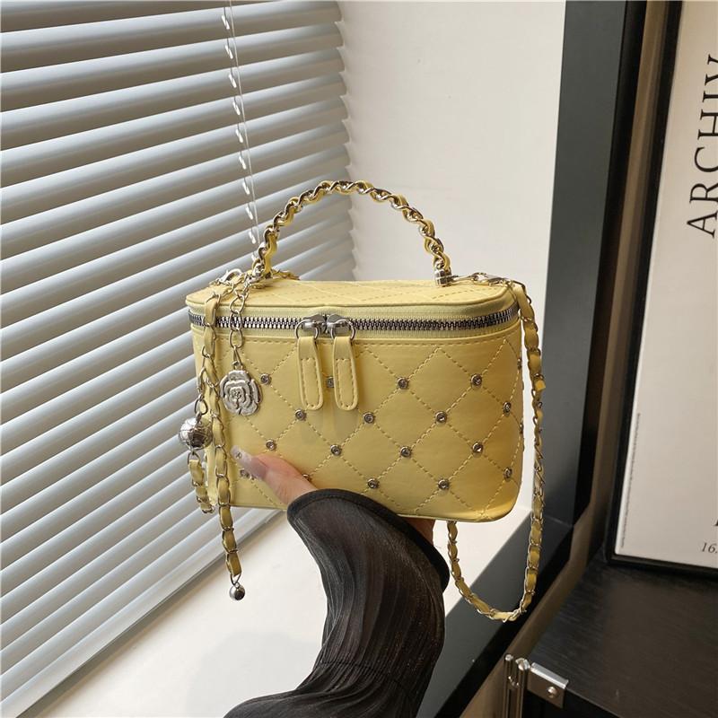 Mini Box Chain Bag With Zipper Closure For Daily Street Style Fashion