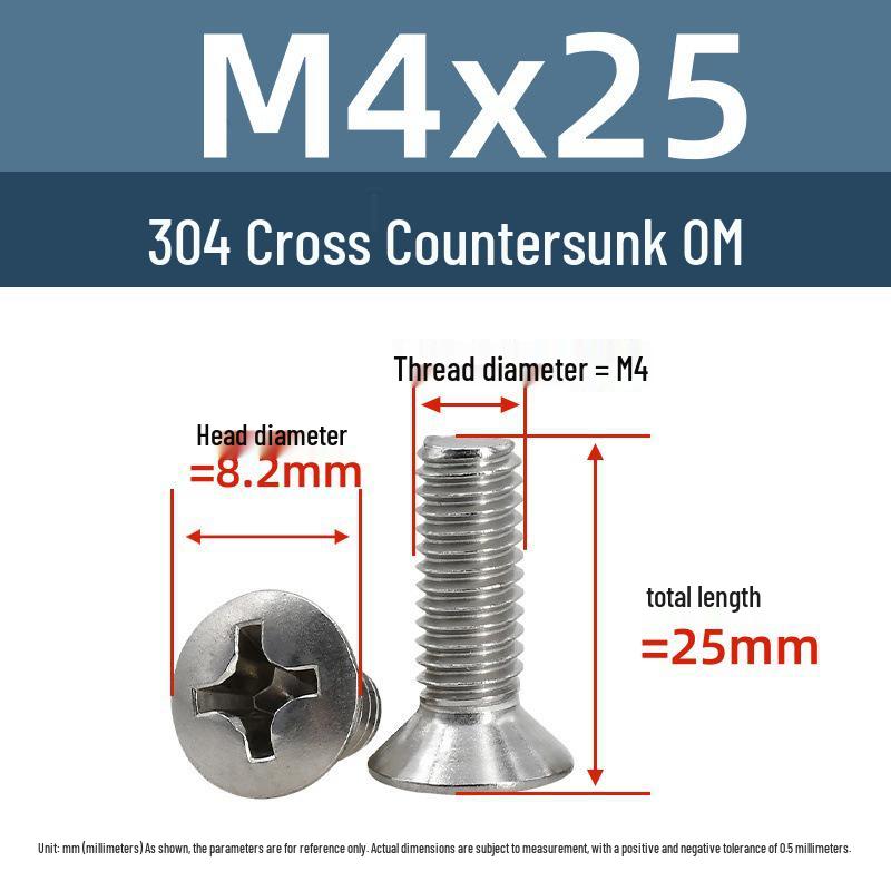 Yigu Stainless Steel Phillips Countersunk Screws M2-M6 Fasteners