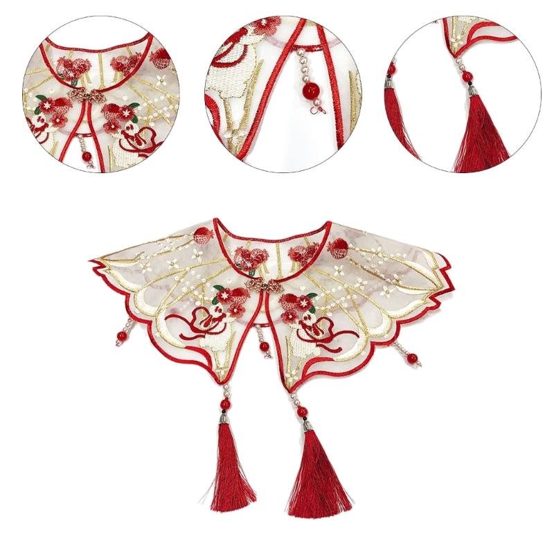 Hanfu Collar False Collar Yunjian Embroidery Lace Studded Bridal Collar Traditional Chinese Hanfu Yunjian