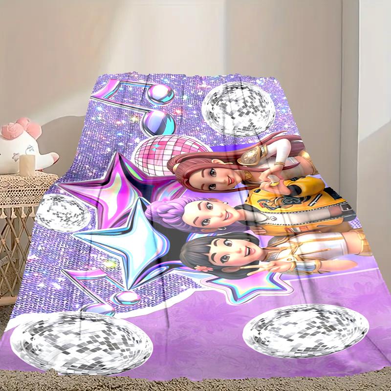 1pc Kpop Demon Hunters Blanket, Home Printed Throw Blanket - Soft Blanket Gift for Family, Washable Sofa Bed Blanket