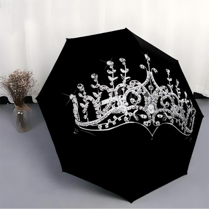 1pc Crown Automatic Opening/Closing Folding Umbrella with 8 Ribs, Plastic Handle, Windproof Portable Sunshade Umbrella Yy251222200