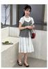 Girls' summer plaid camisole dress set, stylish children's short sleeved white casual mid length skirt