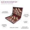 Allie 18-teiliges Besteckset aus Edelstahl in Roségold mit Kunstlederbox (6 Menülöffel, 6 Menügabeln, 6 Teelöffel)