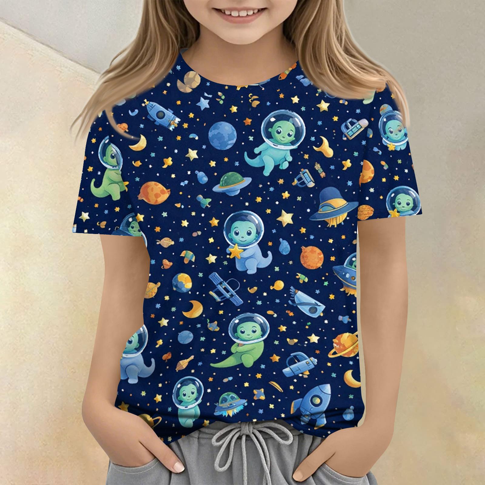 Children s Printed Round Neck Short Sleeved Casual T-shirt 110