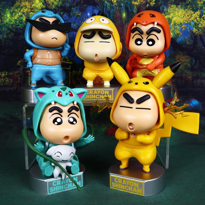 Crayon Shinchan Cos Garage Kit Pocket Monster Pikachu Toy Figurine Car Ornament
