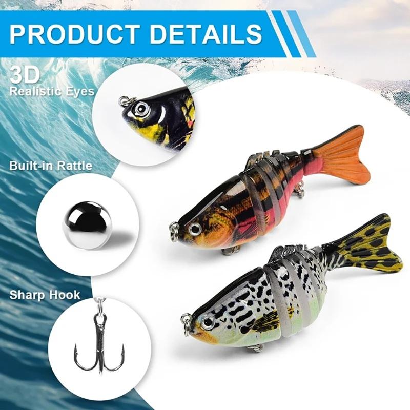 3Pcs Fishing Swimbaits  Fishing Lures Multi Jointed Artificial Hard Baits Slow Sinking Simulated Swimming Lures