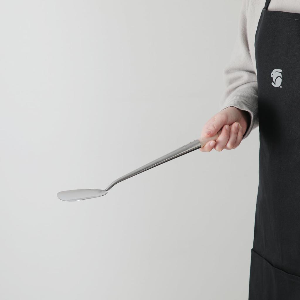 Chinesische Schöpfkelle und chinesischer Spatel aus Edelstahl für den Haushalt, aus Holz, authentisches chinesisches Frittieren, einfach herzustellen, hergestellt in Japan, Set, Größe, Griff,