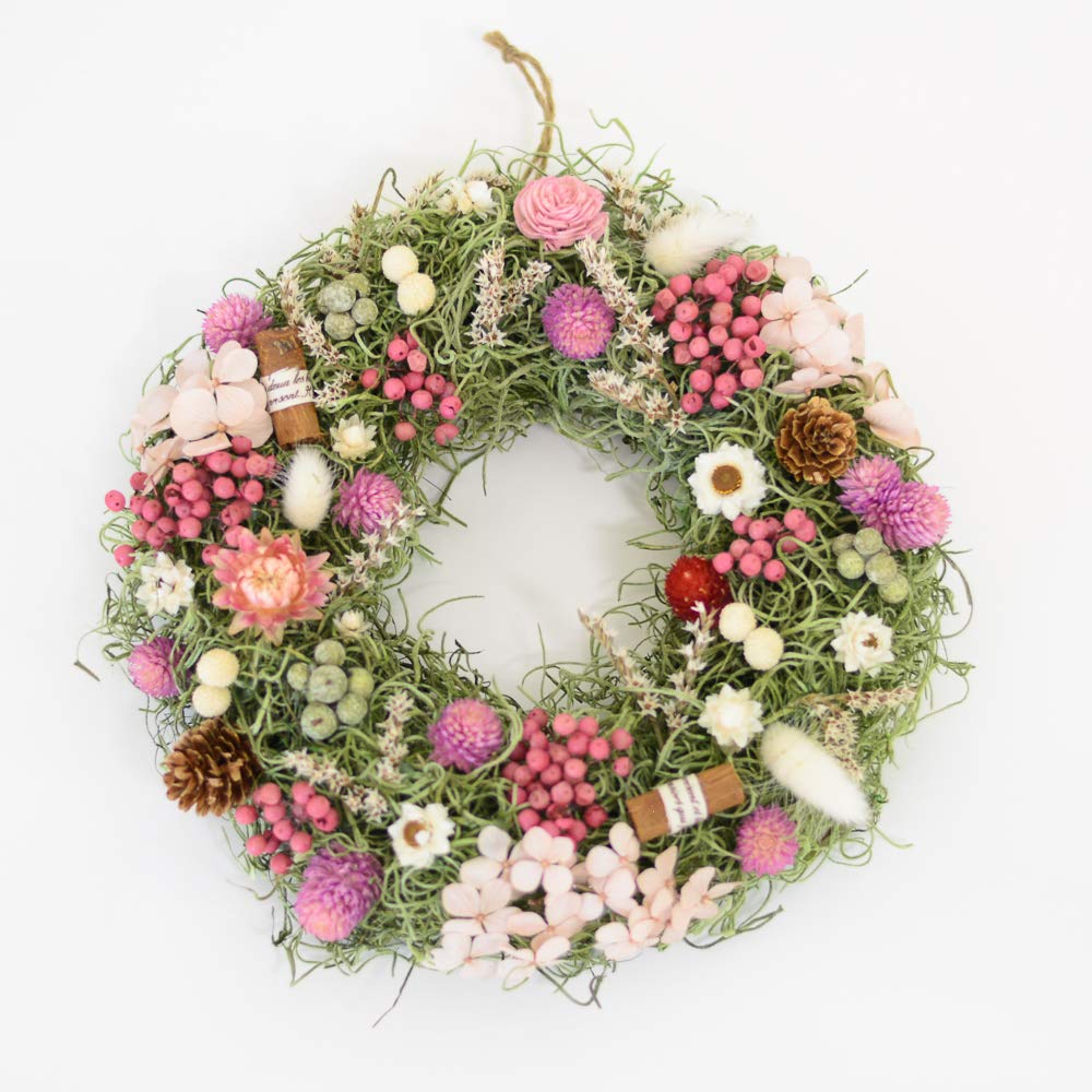 Spanish Moss Wreath Natural Wreath with Preserved and Dried Flowers 210mm x 50mm x 210mm Spanish Moss Lulu's - - Size Approx. (W) (H) (H) - -