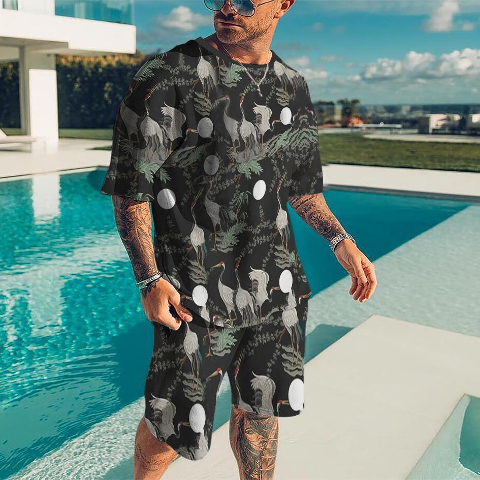 Men Outfit Summer Short Sleeve Chinese Dragon T Shirt Set Fashion 2 Piece Streetwear 3d Printed Sports Beach Shorts Sportswear