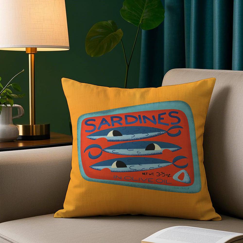 Sardines Art Pillow Case Short Plush Print Cushion Cover Square Throw Pillow Covers Sofa Home Decor