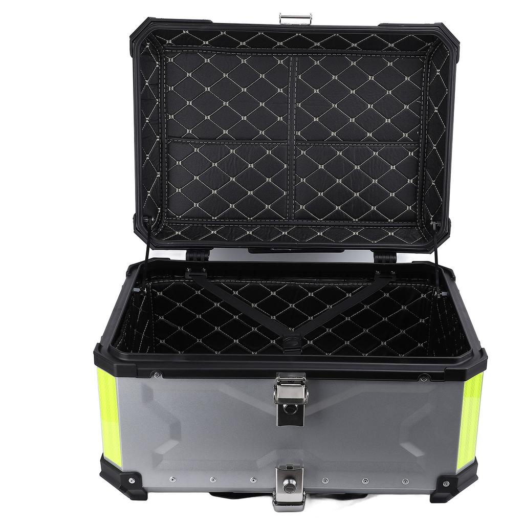 65L Motorcycle Top Case with Security Lock Water Resistant Aluminum Alloy Reflective Sticker Trunk